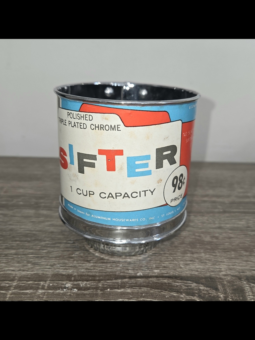 Vintage Flour Sifter 1 Cup w/Squeeze Trigger Handle Japan Aluminum Housewares